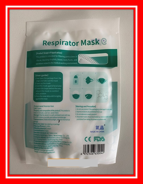 Mascarilla Garry Galaxy Respirator mask N95